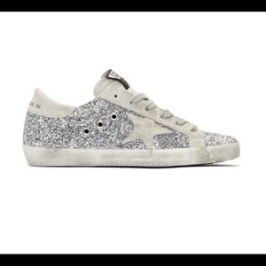Silver Glitter Golden Goose Superstar Sneakers